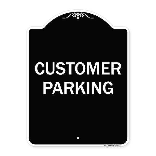 Signmission Designer Series Sign-Customer Parking, Black & White Heavy-Gauge Aluminum, 24" x 18", BW-1824-9855 A-DES-BW-1824-9855 - main
